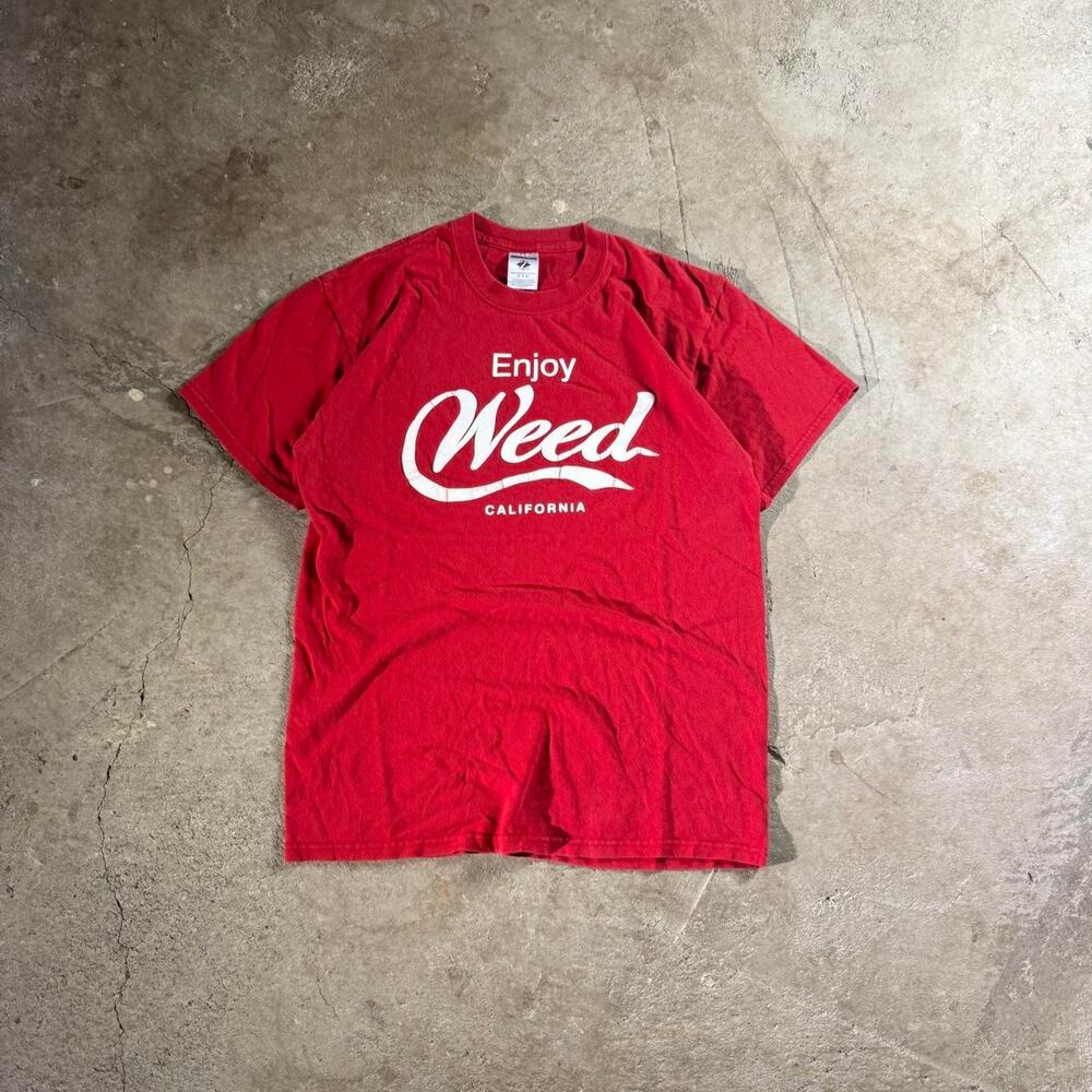Y2K Red Weed California Graphic T-Shirt